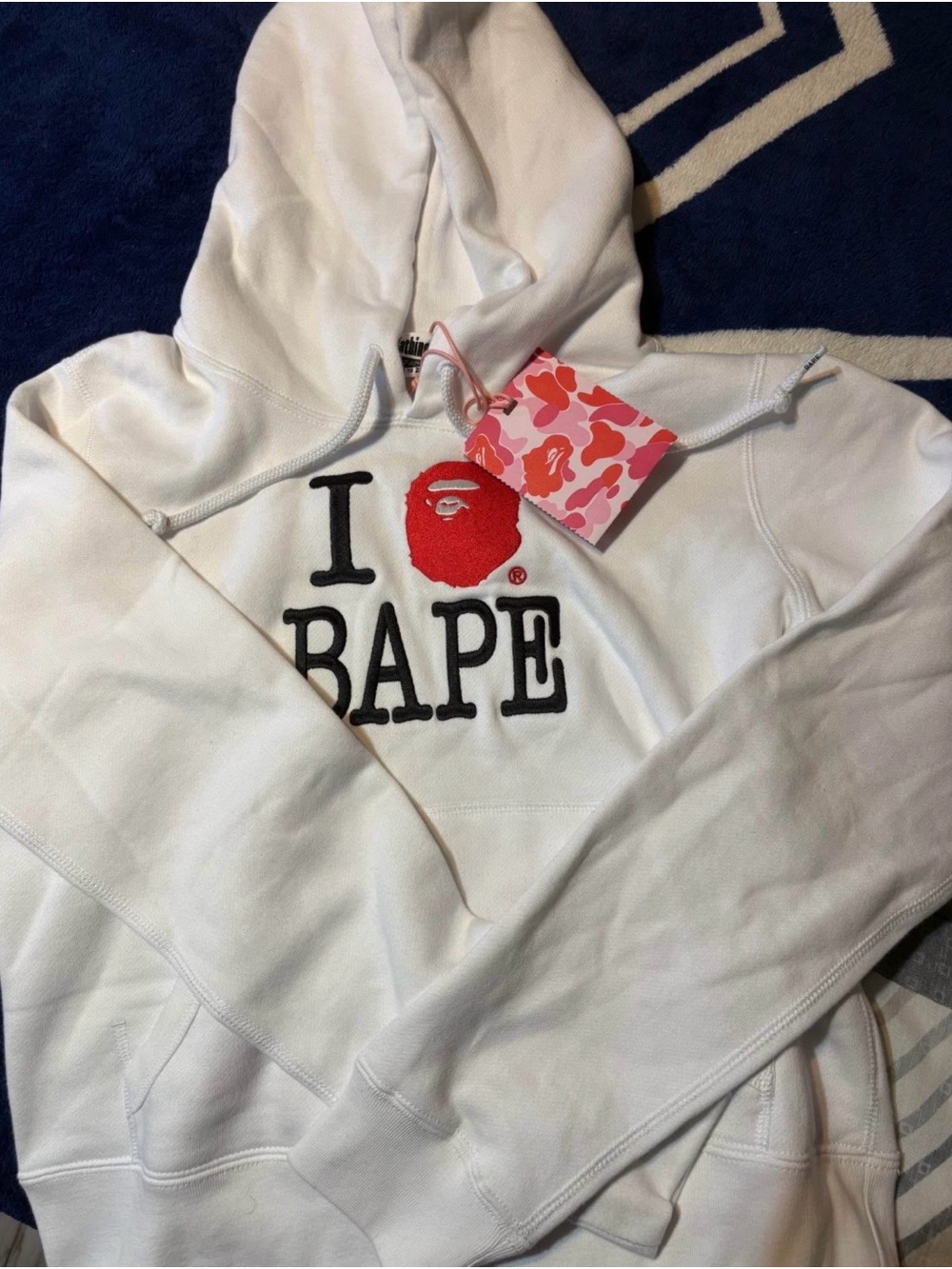 I Love Bape white pullover hoodie